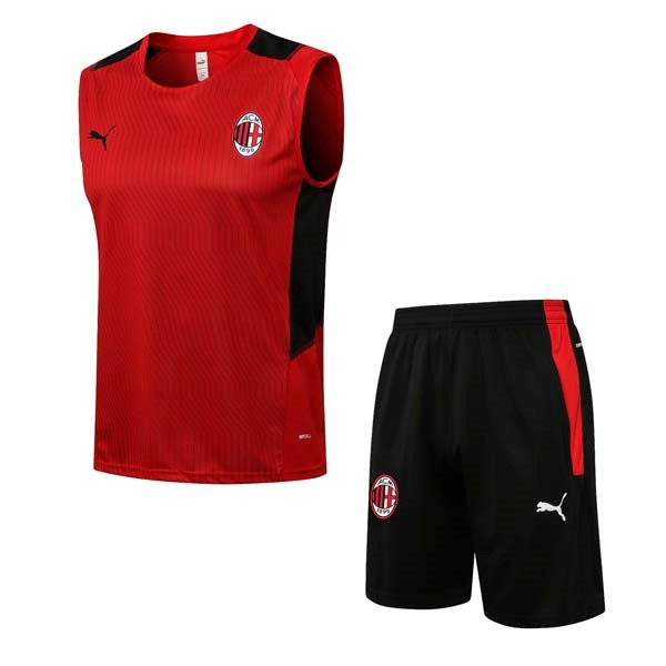 Camiseta AC Milan Sin Mangas 2022 Rojo Negro